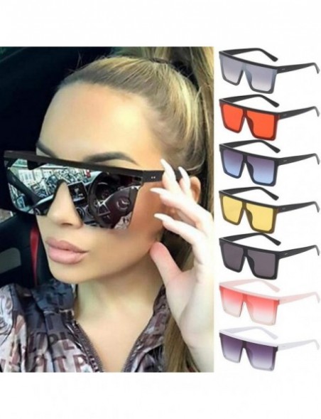 Aviator Women Men Sunglasses Square Oversized Flat Top Fashion Shades Sun Glasses Vintage (E) - E - C81903DW2TL $7.54