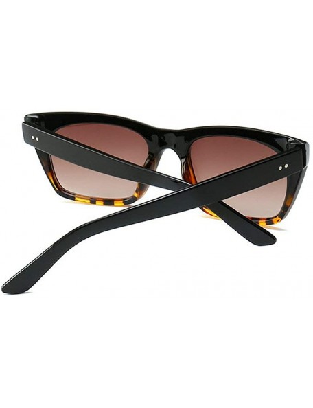 Square High-end unisex rice nails classic wild retro trend brand designer sunglasses UV400 - Black Leopard - C118RLUY432 $12.11