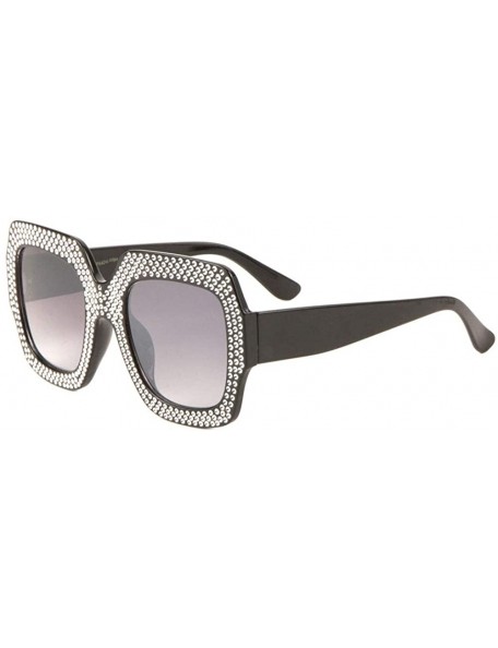 Oversized Frontal Rhinestone Oversized Butterfly Sunglasses - Smoke - CN1988D7QCZ $14.31