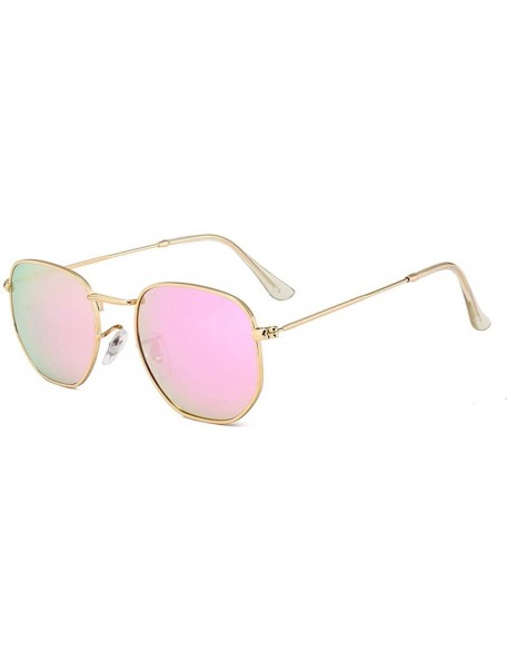 Goggle Fashion Small Box Sunglasses Sunglasses True Film Polychromatic Glasses - C6 Gold Frame in Purple - CV18TLNNUIX $10.03