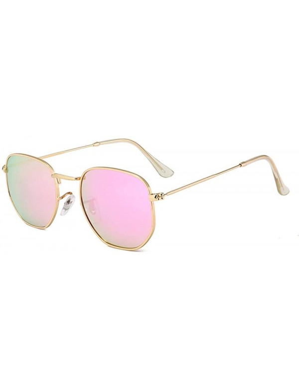 Goggle Fashion Small Box Sunglasses Sunglasses True Film Polychromatic Glasses - C6 Gold Frame in Purple - CV18TLNNUIX $10.03