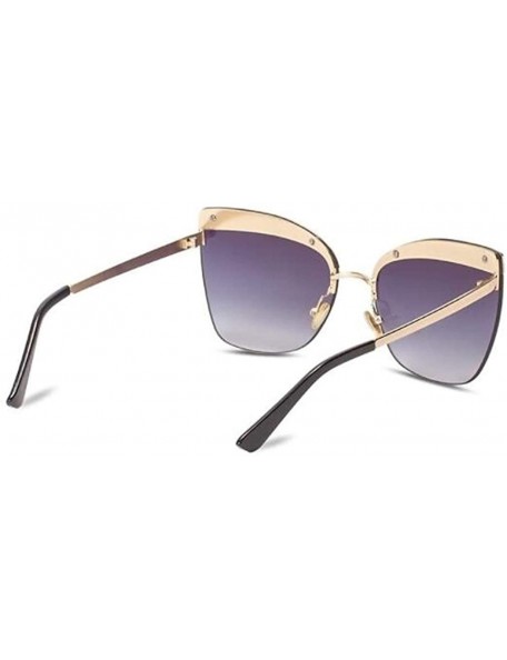 Cat Eye New sunglasses - women's retro vintage half metal frame cat eye sunglasses - D - CU18SL5EK9O $40.48