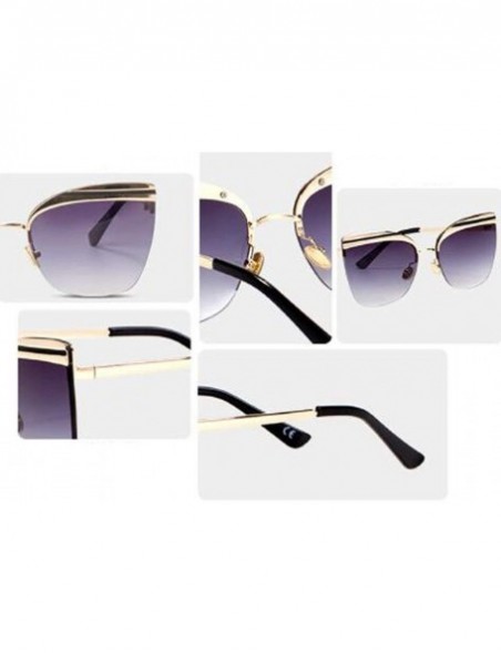 Cat Eye New sunglasses - women's retro vintage half metal frame cat eye sunglasses - D - CU18SL5EK9O $40.48