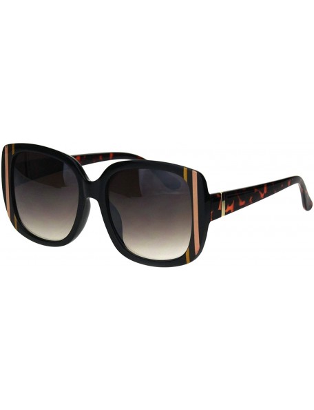 Square Womens Vintage Fashion Sunglasses Square Frame Stripe Design UV 400 - Black Tortoise (Brown) - C118RGOE7ZS $14.28