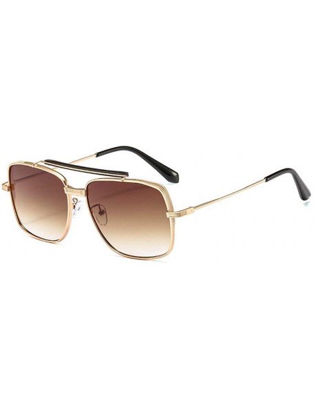 Square Vintage Gold Alloy Womens Sunglasses 2020 Square Pilot Luxury Gradient Style Sunglasses Ladies Shades UV400 - C3194CG6...