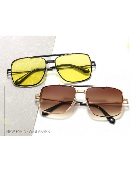 Square Vintage Gold Alloy Womens Sunglasses 2020 Square Pilot Luxury Gradient Style Sunglasses Ladies Shades UV400 - C3194CG6...