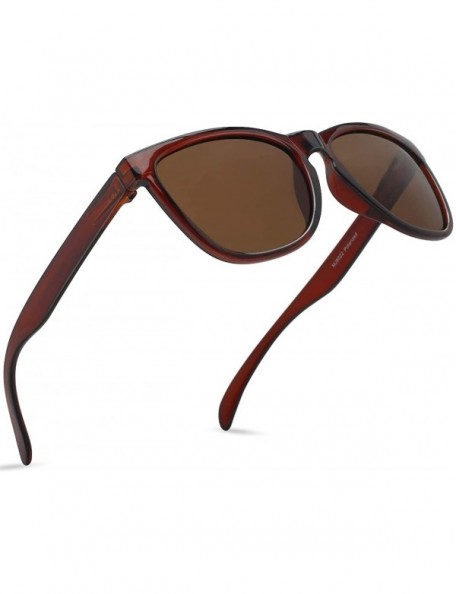 Sport Polarized Sunglasses for Men Women Driving Fishing Running UV400 Protection 8022 - Brown/Brown - CY18THNG6WN $10.92