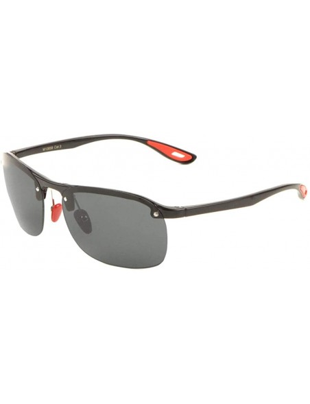 Rimless Rimless Square Round Lens Light Weight Sunglasses - Black - CA197YLMR5Y $17.56