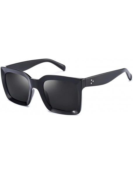 Oversized Square Sunglasses for Women Stylish Fashion Sunnies MS51805 - Black - CY18RWHWIZ7 $23.93