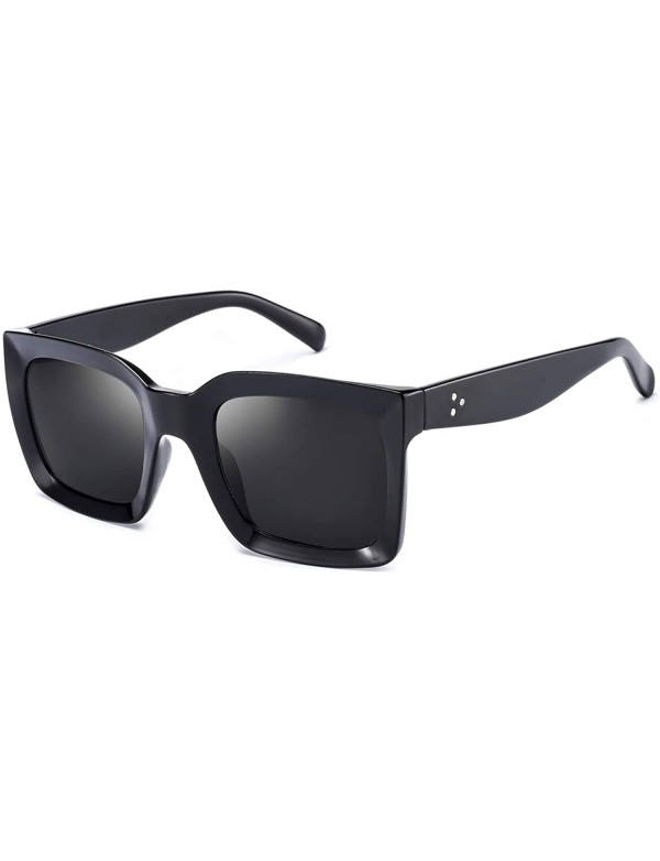 Oversized Square Sunglasses for Women Stylish Fashion Sunnies MS51805 - Black - CY18RWHWIZ7 $14.36