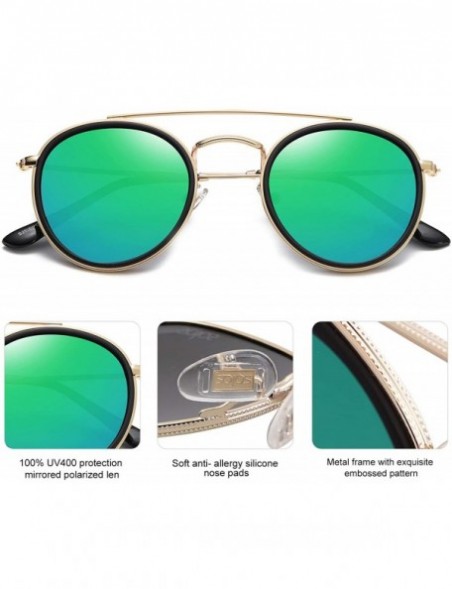 Oversized Small Retro Round Polarized Sunglasses UV400 Double Bridge Sunnies SUNSET SJ1104 - C818RK49NZI $15.52