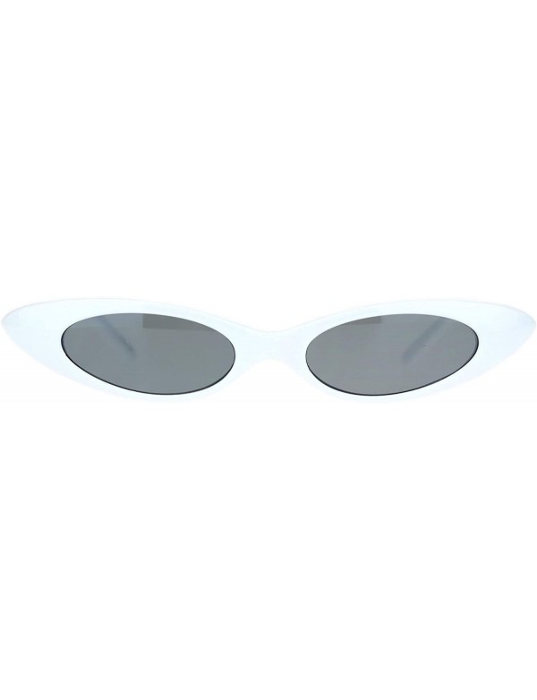 Oval Oval Cateye Sunglasses Womens Retro Fashion Small Skinny Shades UV 400 - White (Black) - C81950QKLEE $21.18