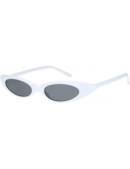 Oval Oval Cateye Sunglasses Womens Retro Fashion Small Skinny Shades UV 400 - White (Black) - C81950QKLEE $11.85