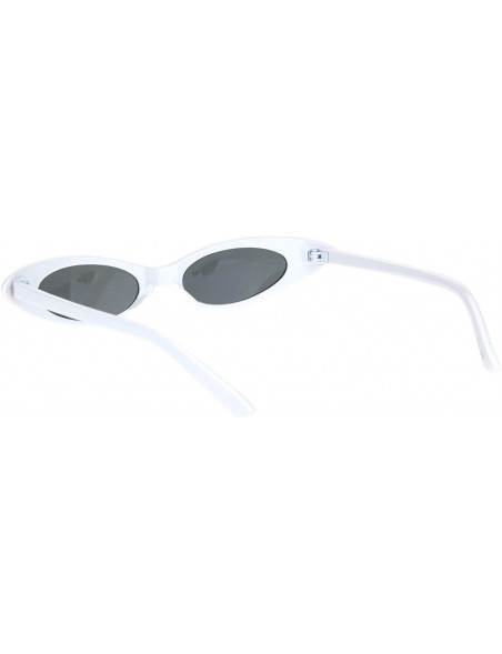 Oval Oval Cateye Sunglasses Womens Retro Fashion Small Skinny Shades UV 400 - White (Black) - C81950QKLEE $21.18