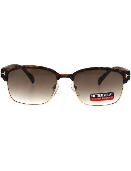 Rectangular Mens Classic Rectangular Half Horn Rim Designer Fashion Mod Sunglasses - Tortoise Brown - C517YSQTOKL $14.63