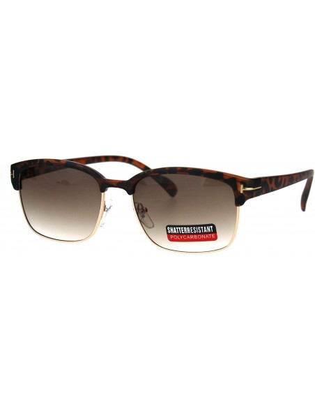 Rectangular Mens Classic Rectangular Half Horn Rim Designer Fashion Mod Sunglasses - Tortoise Brown - C517YSQTOKL $14.63