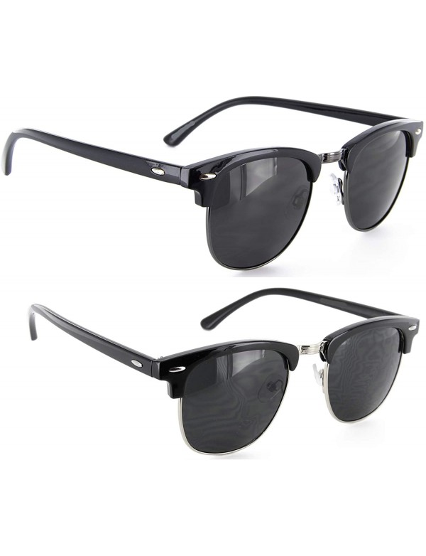 Rimless Men Women Sunglasses Half Frame Horned Rim Gift Set (1 Black/Silver 1 Black/Gunmetal - Black) - CT12O5FFQ9Z $9.83