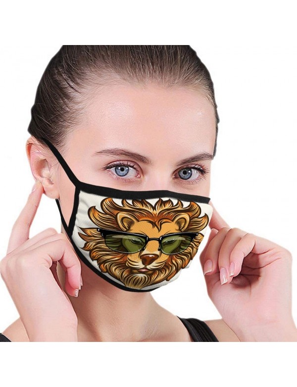 Sport Cool Mouth Shield for Gardening Climbing Daily Use Lion in Glasses in Cartoon Style Safety Covers - S9 - C1190N7Y70T $9.64