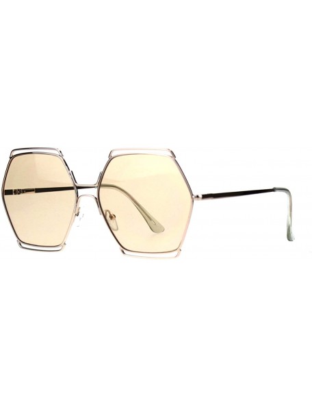 Oversized Hexagon Shape Sunglasses Womens Oversized Fashion Shades UV 400 - Gold (Beige) - CO18L9YN738 $9.65