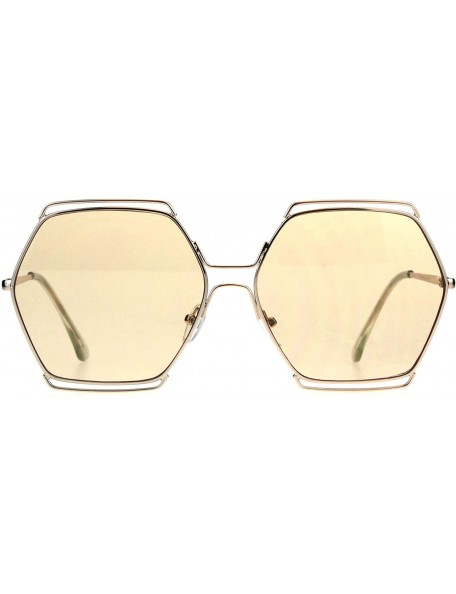 Oversized Hexagon Shape Sunglasses Womens Oversized Fashion Shades UV 400 - Gold (Beige) - CO18L9YN738 $9.65