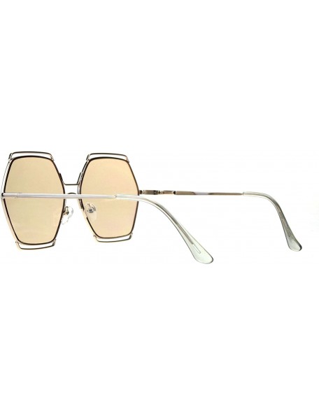 Oversized Hexagon Shape Sunglasses Womens Oversized Fashion Shades UV 400 - Gold (Beige) - CO18L9YN738 $9.65