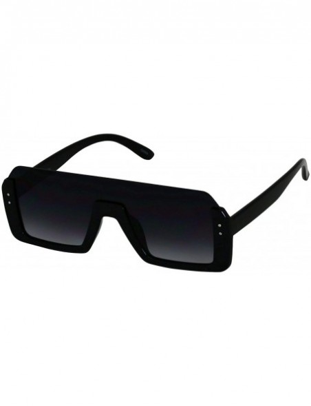 Shield Retro Shield Rectangular Lens Upside Down Half Rim Sunglasses for Women and Men - Black and Black/Red - CM18R4MKYA8 $1...