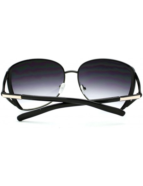 Butterfly Womens Fan Frame Oversized Metal Butterfly Sunglasses - Black Gold - CT11YHUAZ7D $12.73
