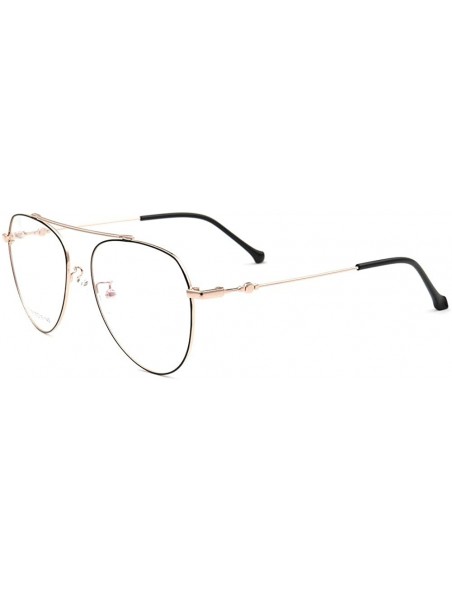 Aviator Large Full-Rim Thin + Lightweight Metal Shield Aviator Optical Eyeglass Frames - Light Gold - CC18NRU7YLK $13.89