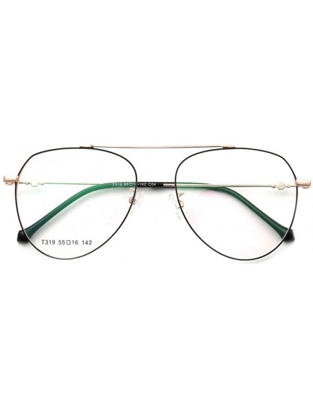 Aviator Large Full-Rim Thin + Lightweight Metal Shield Aviator Optical Eyeglass Frames - Light Gold - CC18NRU7YLK $13.89