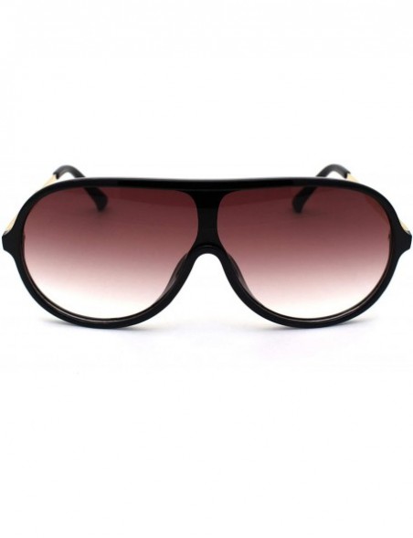 Oversized Retro Mobster Plastic Racer Shield Luxury Fashion Sunglasses - Black Gold Burgundy - CX190QUCLUY $13.80