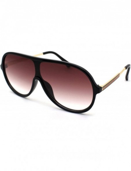 Oversized Retro Mobster Plastic Racer Shield Luxury Fashion Sunglasses - Black Gold Burgundy - CX190QUCLUY $13.80