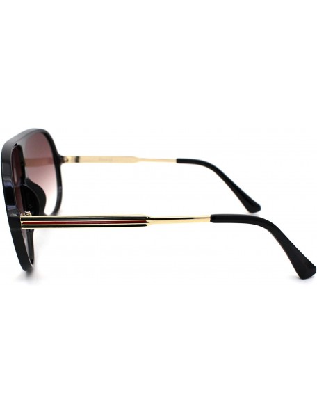 Oversized Retro Mobster Plastic Racer Shield Luxury Fashion Sunglasses - Black Gold Burgundy - CX190QUCLUY $13.80