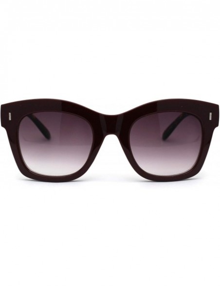 Rectangular Womens Thick Plastic Horn Boyfriend Style Hipster Sunglasses - Burgundy Tortoise Burgundy - C7196R2QU5A $7.55