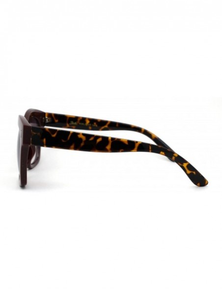 Rectangular Womens Thick Plastic Horn Boyfriend Style Hipster Sunglasses - Burgundy Tortoise Burgundy - C7196R2QU5A $7.55