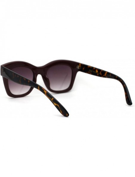 Rectangular Womens Thick Plastic Horn Boyfriend Style Hipster Sunglasses - Burgundy Tortoise Burgundy - C7196R2QU5A $7.55