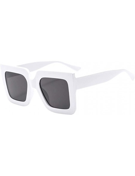 Goggle Square Vintage White Frame Polarized Sunglasses Spring Summer Temple Sun Glasses - A - CH18SHTXQYN $13.04