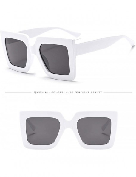 Goggle Square Vintage White Frame Polarized Sunglasses Spring Summer Temple Sun Glasses - A - CH18SHTXQYN $15.29