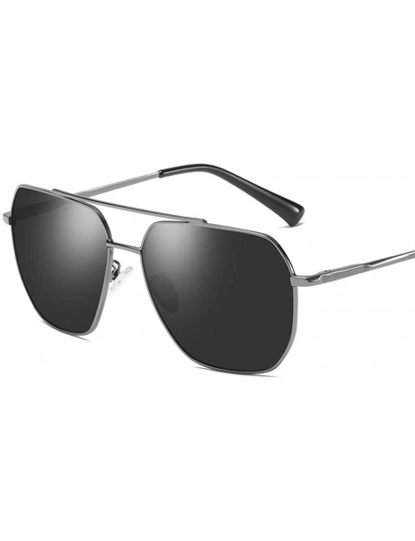 Square Square Pilot Polarized Sunglasses for Men Driving UV400 Protection - Metal Grey - CI18O53HAKG $11.92