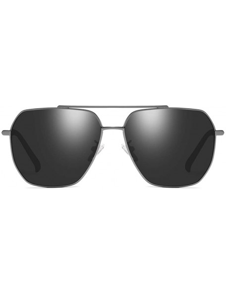 Square Square Pilot Polarized Sunglasses for Men Driving UV400 Protection - Metal Grey - CI18O53HAKG $11.92