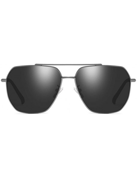 Square Square Pilot Polarized Sunglasses for Men Driving UV400 Protection - Metal Grey - CI18O53HAKG $11.92