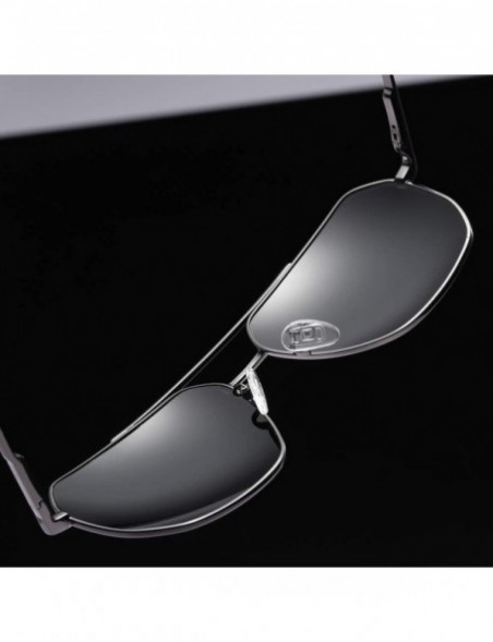 Square Square Pilot Polarized Sunglasses for Men Driving UV400 Protection - Metal Grey - CI18O53HAKG $11.92