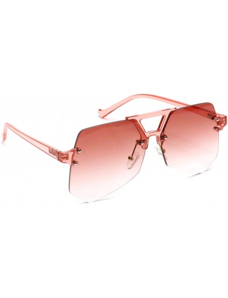 Aviator Rimless Geometric Sunglasses Color Flat Lens Keyhole Bridge Aviator - Brick Red - CW18EYH8WTI $11.63