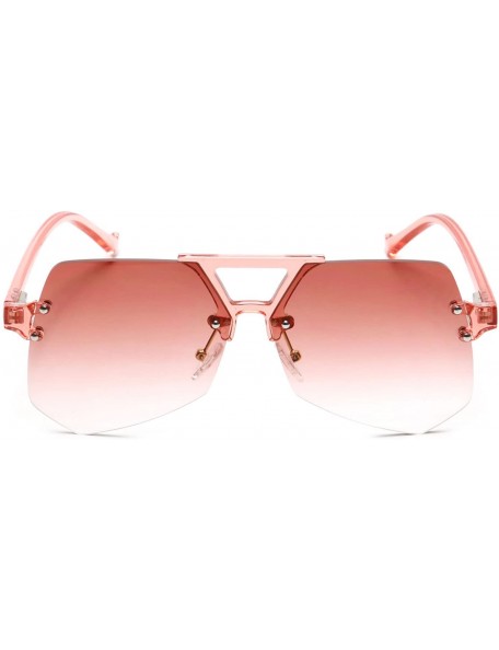 Aviator Rimless Geometric Sunglasses Color Flat Lens Keyhole Bridge Aviator - Brick Red - CW18EYH8WTI $11.63