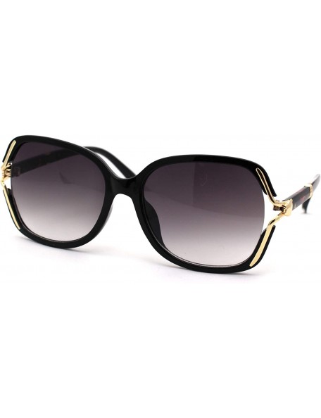 Cat Eye Womens Exposed Lens Side Chic Plastic Butterfly Sunglasses - Black Tortoise Smoke - C618ZWOALNM $13.99