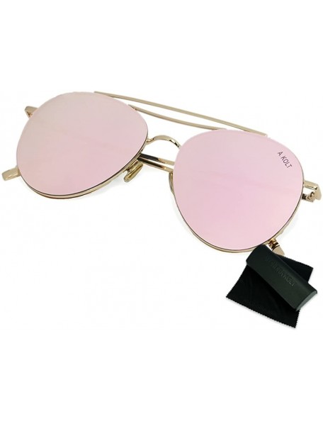 Aviator The Delight Aviators Metal Frame Sunglasses - Gold Frame / Flashpink Lens - CZ188C8S8SN $10.71