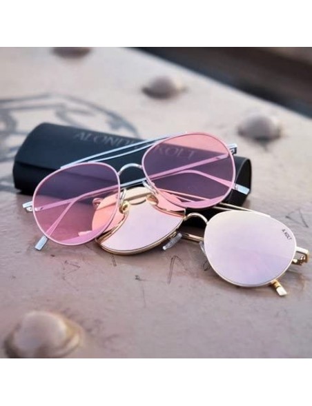 Aviator The Delight Aviators Metal Frame Sunglasses - Gold Frame / Flashpink Lens - CZ188C8S8SN $10.71