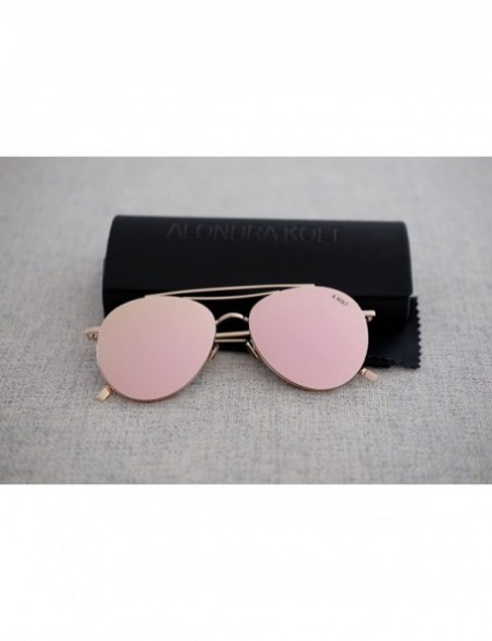 Aviator The Delight Aviators Metal Frame Sunglasses - Gold Frame / Flashpink Lens - CZ188C8S8SN $10.71