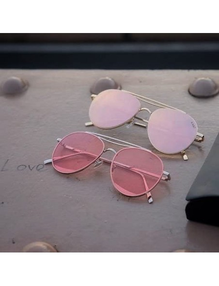 Aviator The Delight Aviators Metal Frame Sunglasses - Gold Frame / Flashpink Lens - CZ188C8S8SN $10.71