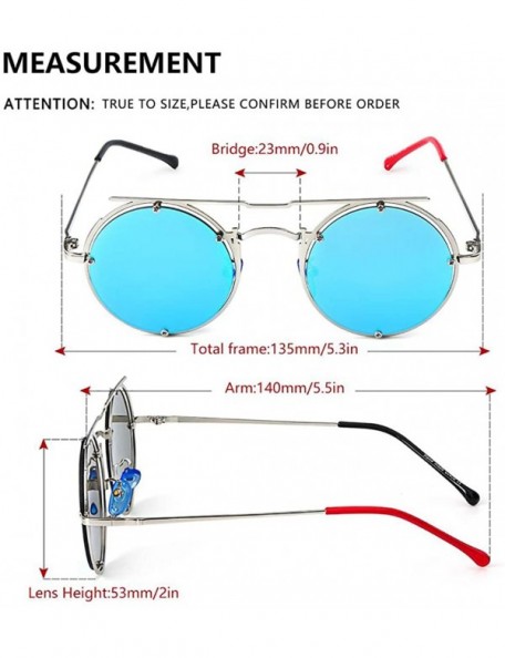 Rimless Round Steampunk Sunglasses-Retro Eyewear Metal Frames-Fashion Goggle Unisex - B - CU190ECWERO $34.68