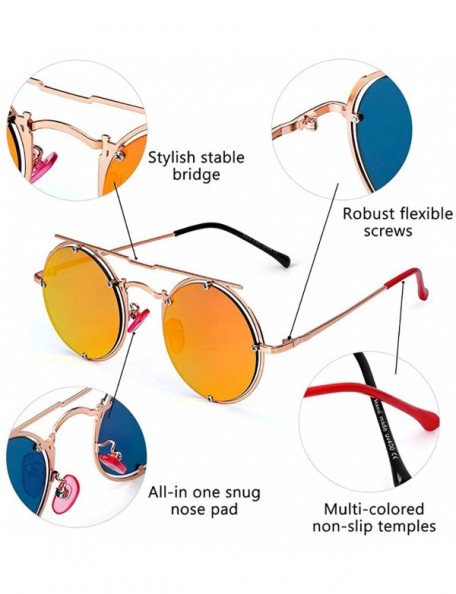 Rimless Round Steampunk Sunglasses-Retro Eyewear Metal Frames-Fashion Goggle Unisex - B - CU190ECWERO $34.68
